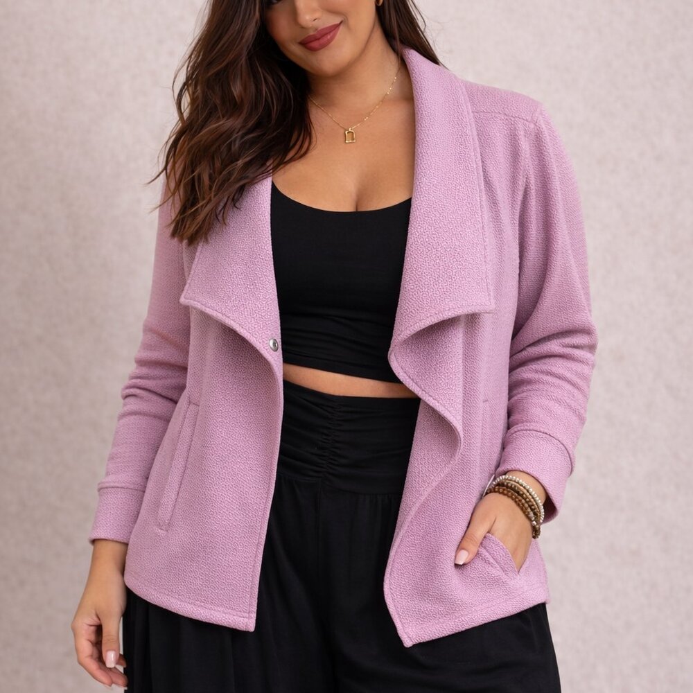 Kensie Lilac Open-Front Draped Blazer Jacket